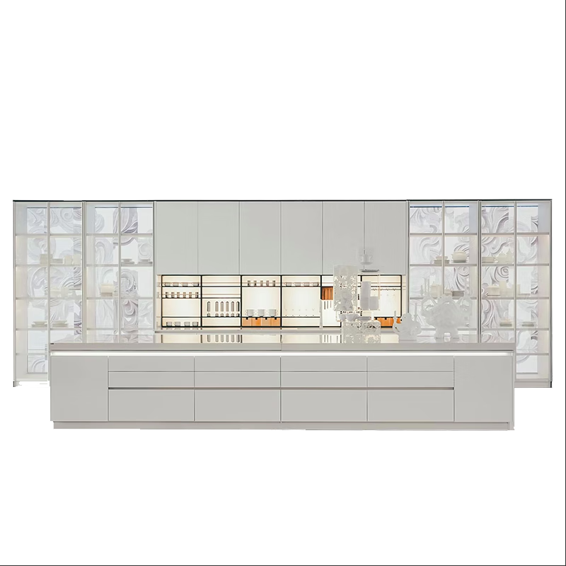 Olo Xun Boloni open kitchen Como integrated cabinet custom modern minimalist quartz stone countertop kitchen cabinets
