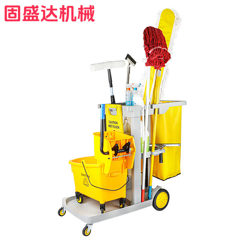Gushengda Cleaning Car Cleaning Car Multi-functional Trolley Hotel Room Special Tool Cart Property Linen Hygiene Gray Car Without Cover Upgraded Extra Thick Model-Kaimujie