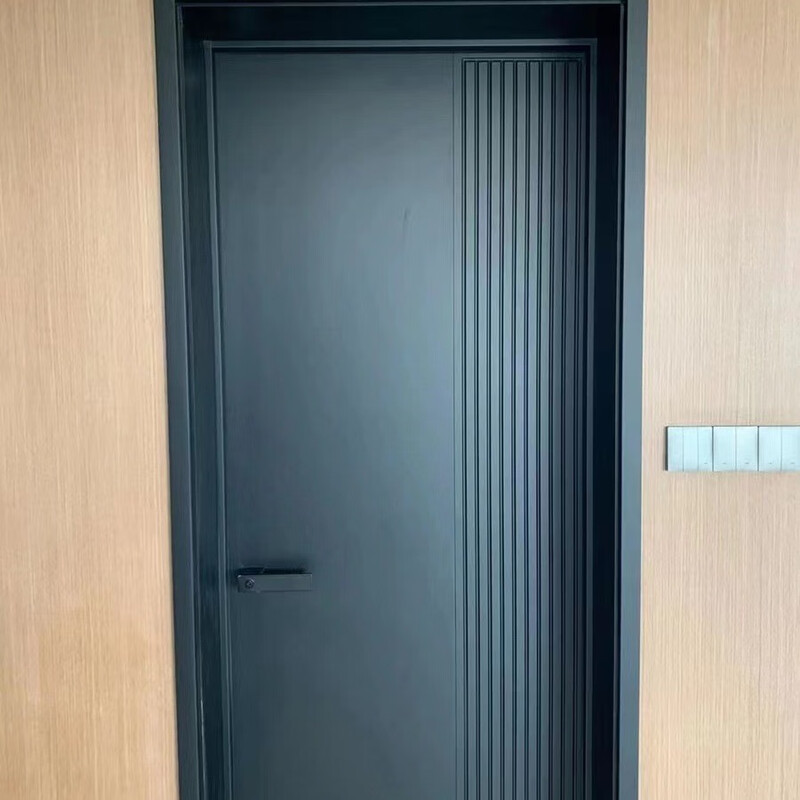 Black minimalist modern door wooden door solid wood composite paint-free paint bedroom paint-free soundproof door home interior door paint-free door package hardware