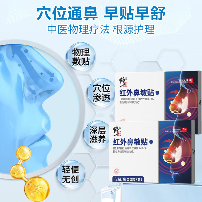 Correction of infrared nasal allergy patch for allergic sinusitis for adults and children, special nasal itching and congestion ventilation rhinitis patch plaster patch