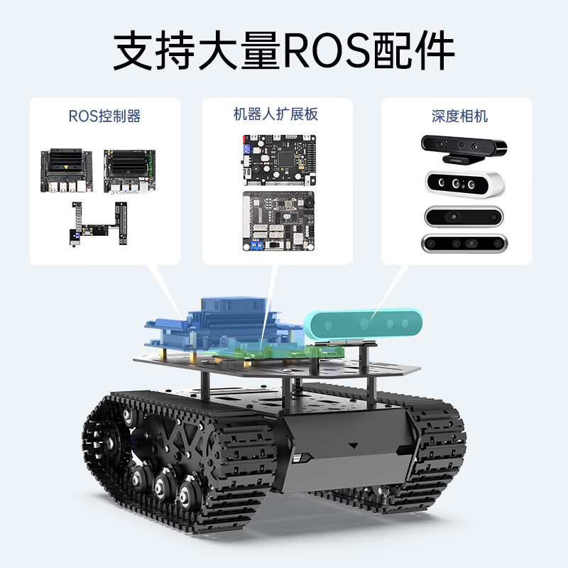 Yue Changsheng crawler chassis All-metal suspended strong shock-absorbing tank robot coding motor Smart car chassis Suspended crawler chassis/single layer finished product