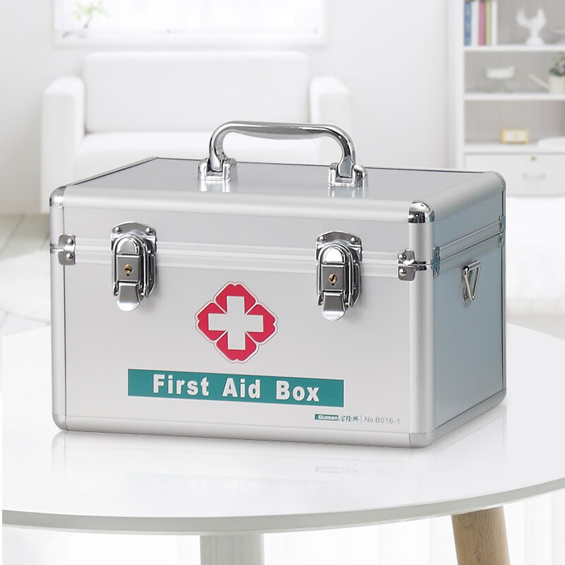Weijian aluminum alloy medical box household multi-functional multi-layer medical box with lock large family 16 inches