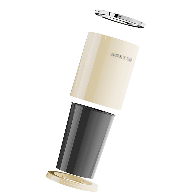 Bailu trash can for home living room, light luxury, high-end stainless steel, large capacity, bedroom, kitchen, toilet, high-looking 2025 new model, large electroplating model, cream white 15L, double barrel inside and outside