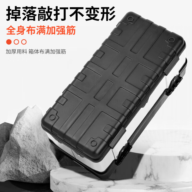 Thickened tool box, household multifunctional hardware storage box, stainless steel car storage box, industrial grade portable box, thickened stainless steel tool box 17 inches + password lock