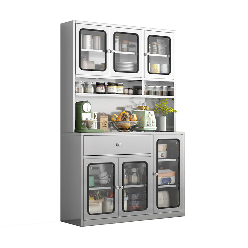 Wen Yijia 304 stainless steel sideboard kitchen cupboard home restaurant multi-functional storage cabinet storage cabinet mobile 0.7 meters wide two drawers tempered 201 2-3 doors