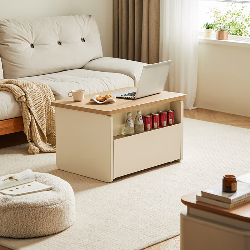 Lin's Home Liftable Mobile Coffee Table Living Room Home Small Apartment Cream Style Sofa Side Table UT3L-48 hours delivery