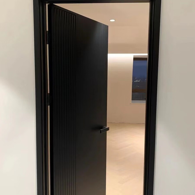 Black minimalist modern door wooden door solid wood composite paint-free paint bedroom paint-free soundproof door home interior door paint-free door package hardware