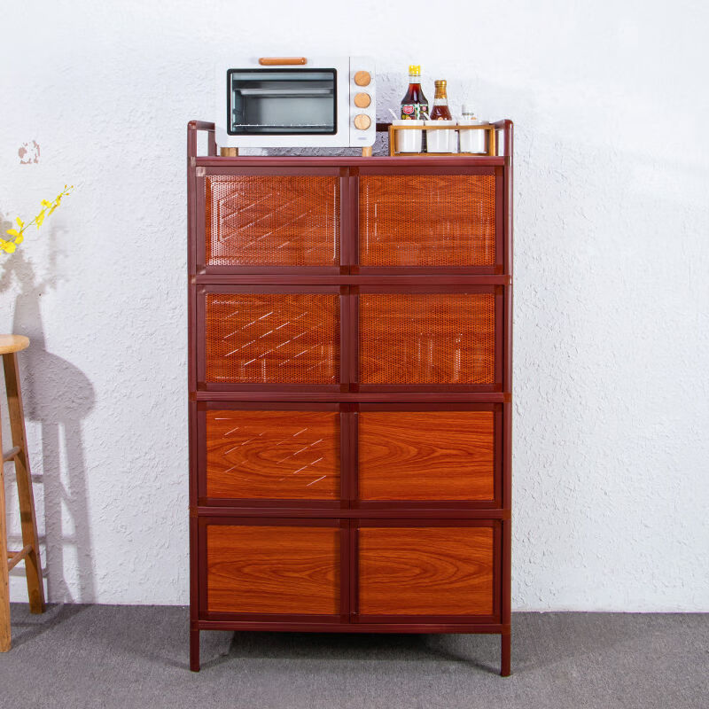 An Junsheng mahogany grain cupboard home kitchen cabinet simple storage cabinet storage cabinet storage cabinet multi-functional economical mahogany grain three-layer 64*39*108