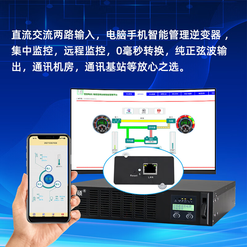 Shanshuo DC DC48 to AC AC220V rack-mounted communication room inverter 3KVA pure sine wave inverter power supply H1K-48V 1000VA800W