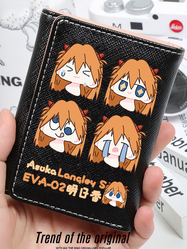APEX BABYEVA anime peripheral wallet card bag for women, compact short Japanese style two-dimensional cute cartoon Asuka Ayanami Rei off-white W Asuka 4 expressions