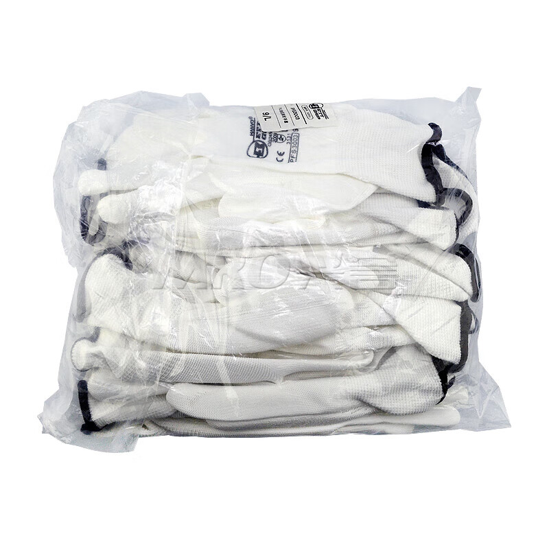 Henghui economical PU coated polyester universal gloves labor protection wear-resistant thin style breathable and comfortable white M medium size