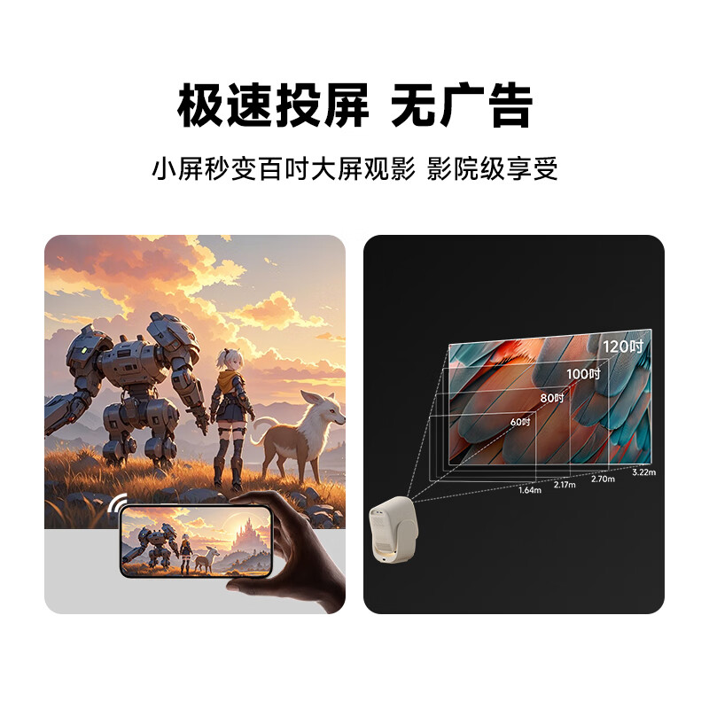 Haqu Q1 Max projector home home theater true 1080P HD smart portable bedroom dormitory projector (10,000 yuan TV-level chip)