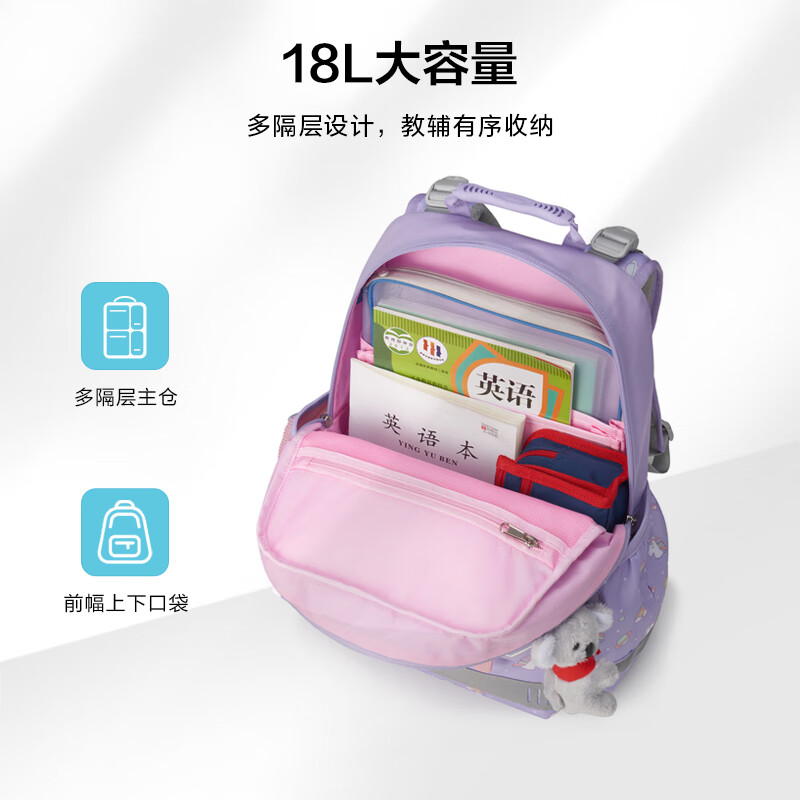 Samsonite Koala student schoolbag 25 years new children's high-end burden-reducing backpack girls antibacterial backpack TU6 for grades 1-5