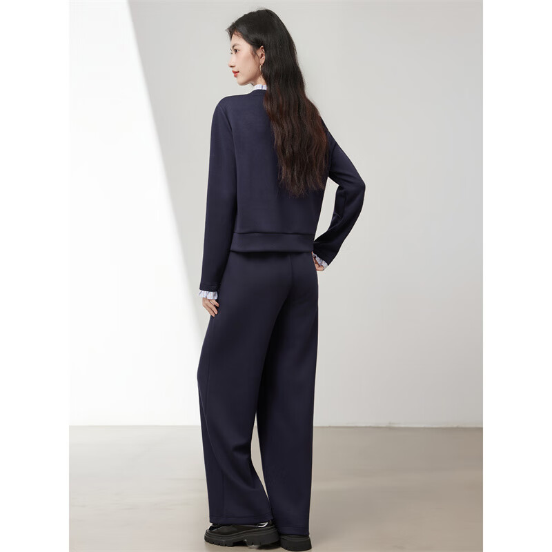 Xinfeiyu contrasting color splicing T-shirt casual two-piece set for women 2025 autumn new design sports style fashion suit