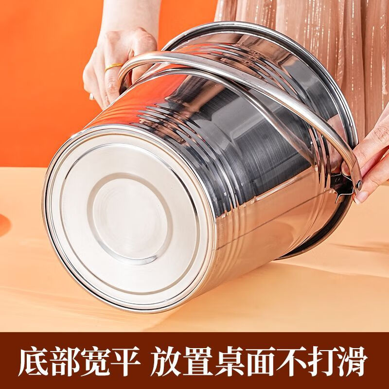 Internet celebrity ice bucket commercial stainless steel portable small ice bucket KTV bar champagne bucket red wine beer home thickened natural color-12CM portable-snack bucket 0.8L