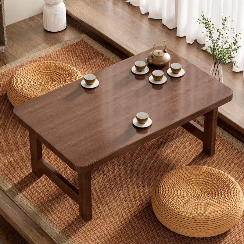 Zhuobo coffee table bay window table kang table bed table folding table small table BZ52 walnut color 80*40cm