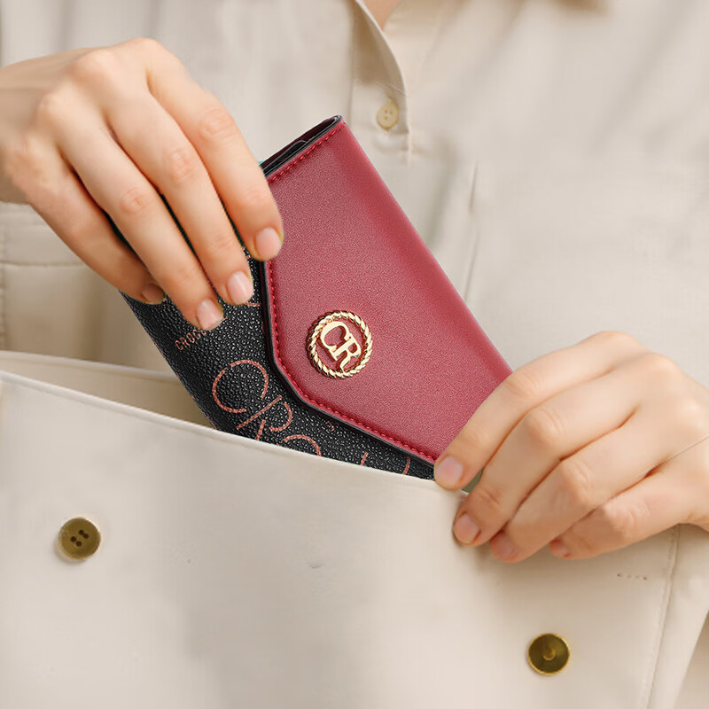 Crocodile shirt New Year's gift fashionable contrasting color wallet short style women's presbyopia lightweight and compact three-fold ticket holder card bag