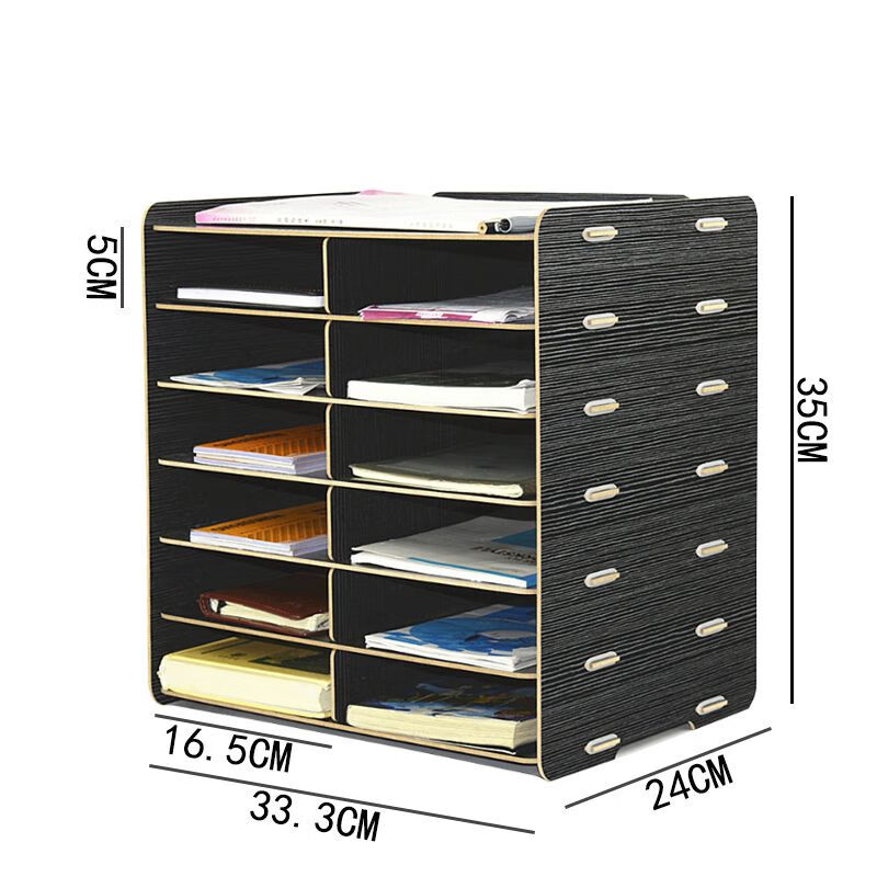 File box file storage receipt accounting desktop office multi-layer a5 organizer box storage rack Y05 black silver 3 mm thick