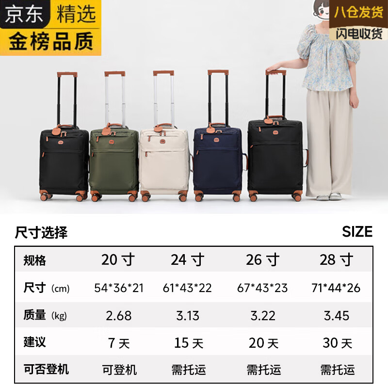 EKK Japan imported famous brand luggage women's ultra-light trolley case men's boarding case 20-inch password box cloth box large capacity travel mustard green - ultra-light large capacity - SF Express 20 inches