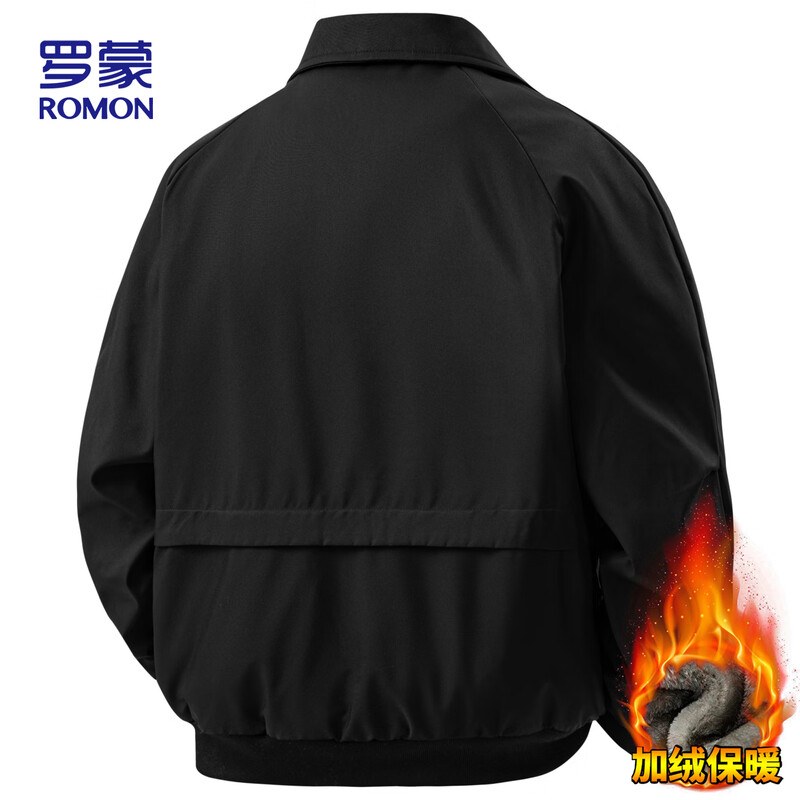 ROMON jacket men's autumn and winter trendy workwear casual lapel executive velvet jacket men's dad wear 03JR black XL