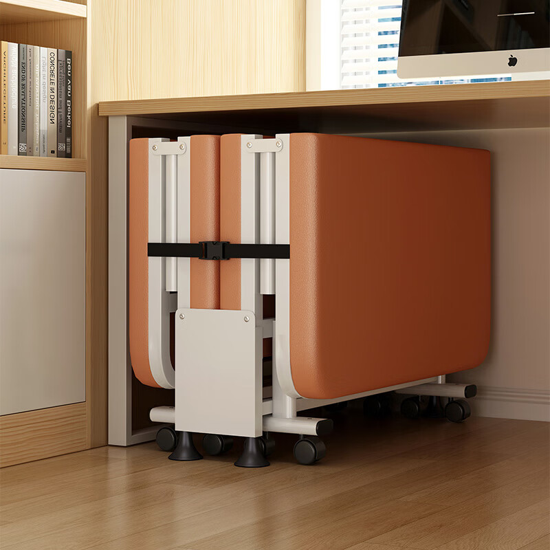 Folding bed cat claw leather lunch break single bed recliner camp bed office nap bed hospital accompanying bed simple bed sponge style cat claw leather 60*190 with 8 wheels