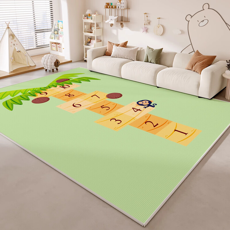 KAYE children's room carpet, bedroom reading area mat, washable and wipeable, living room, study, sofa, coffee table blanket, cartoon bedside blanket SJR-Y Happy Jumping 1 60X160cm
