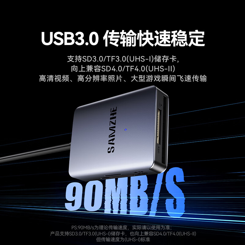 Shanze USB/Type-C multi-function all-in-one card reader CF/MS/SD/TF four-card reader suitable for camera driving recorder monitoring memory card mobile phone storage card CRS04B