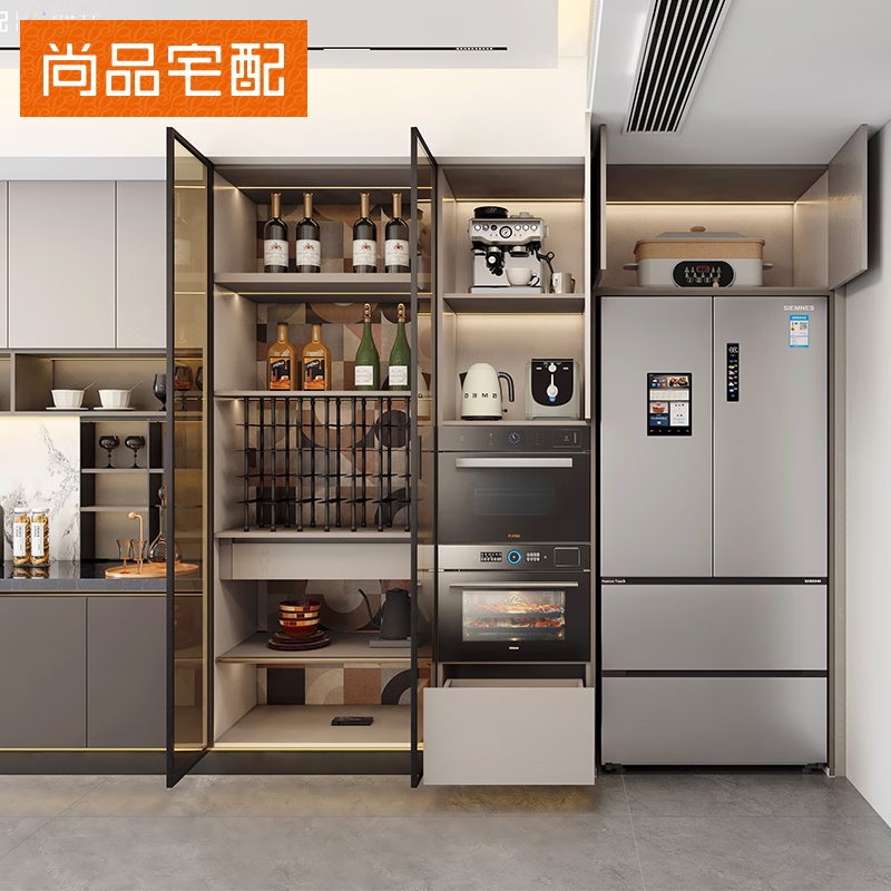 Oluoxun custom-made Shangpin home furnishing cabinets, customized integrated island kitchen cabinets, stove cabinets, integrated quartz stone countertops, customized gold (the specific price is subject to the actual plan)