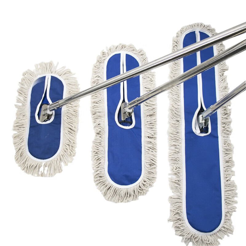 Hasdick dust push flat mop row mop 60CM blue with rod complete set (1 piece) HKQJ06 office housekeeping factory workshop shopping mall cleaning water absorption decontamination detachable