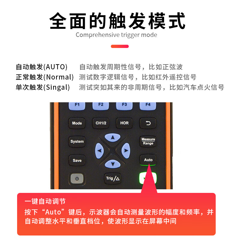 Handheld digital oscilloscope, portable mini auto repair instrument, high performance multi-function signal source VC2101 100MHz dual channel. Storage. RS232