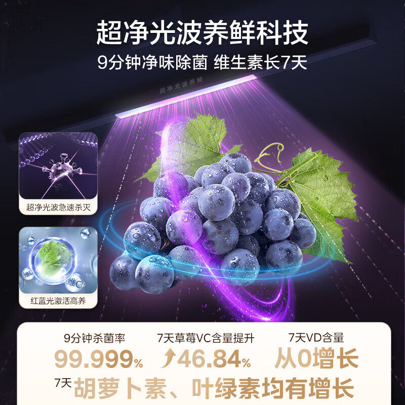 Midea Midea Xiongdundun series 603 flat-screen fully embedded cross-fold four-door machine with double system sterilization and frost-free renewal subsidy household refrigerator BCD-603WUSPZM (E)