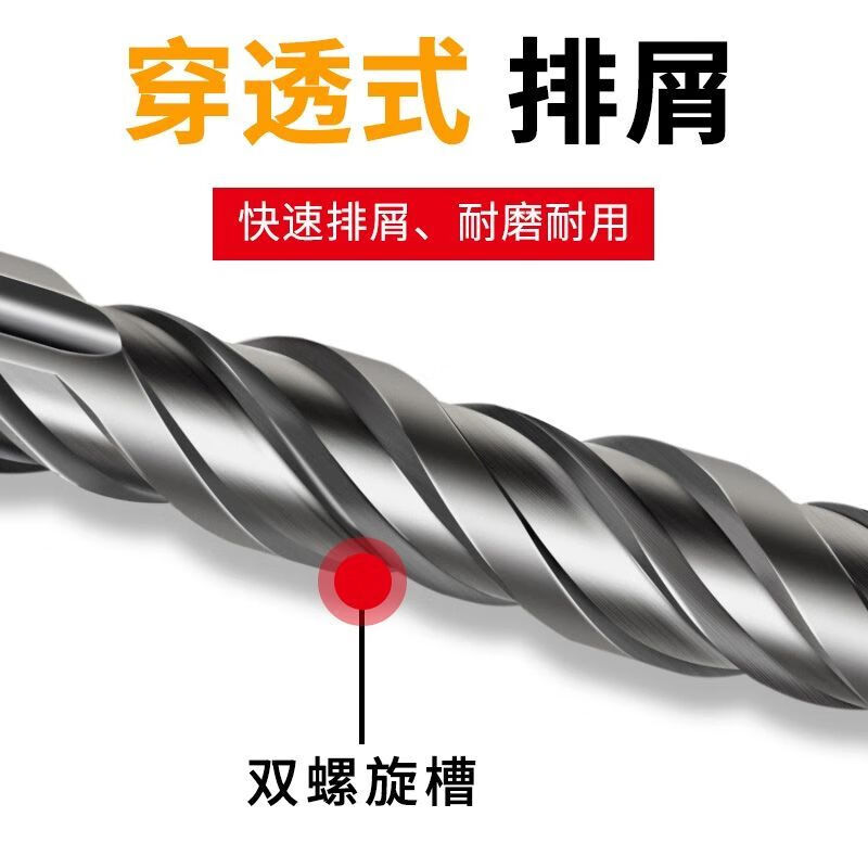 Fang Dawang Impact Drill Bit Square Shank Round Shank Concrete Slotting Electric Hammer Cross Drilling Through Wall Extended Four-Pit Turn Head Wear-Resistant Round Shank Fang Dawang Cross Four-Blade Electric Hammer Drill Bit 12x150mm + Sandpaper