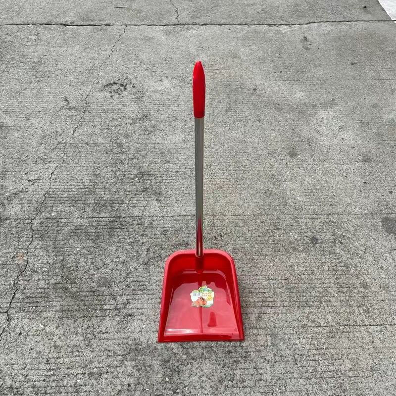 Garbage shovel with thick stainless steel handle, plastic dustpan for household dormitory, high-grade stainless steel handle dustpan, Khaki one pack