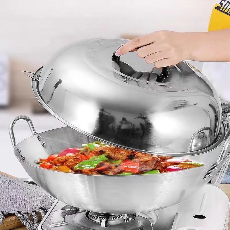 Meikejie thickened stainless steel wok lid and heightened arched old-fashioned round wok lid iron pot lid stir-fried tripod lid large pot lid 40cm thickened arched high lid outer diameter 39.2cm