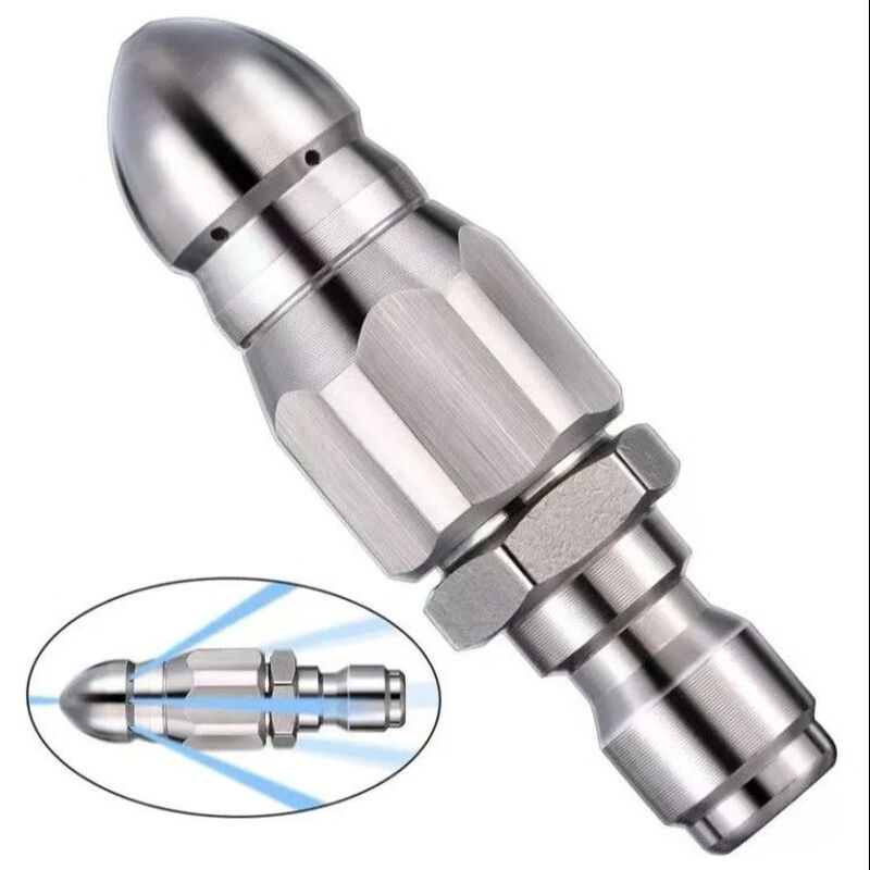 Water rat unblocks the head rat high-pressure nozzle stainless steel 1/4 quick-plug front one back six sprays lower pipe cleaning one pack thickened stainless steel water rat front 1 back six dredge artifact