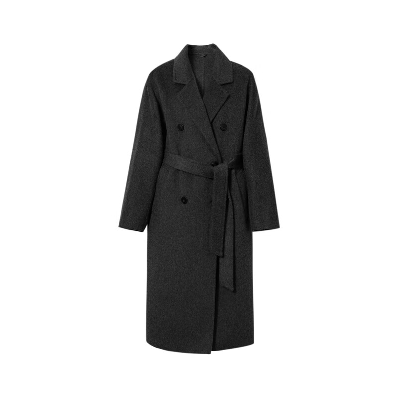 Eveli Jiang Xin endorses the store's popular camel hair mulberry silk high-end double-sided woolen coat wool coat for women winter dark gray S 90-115 catties