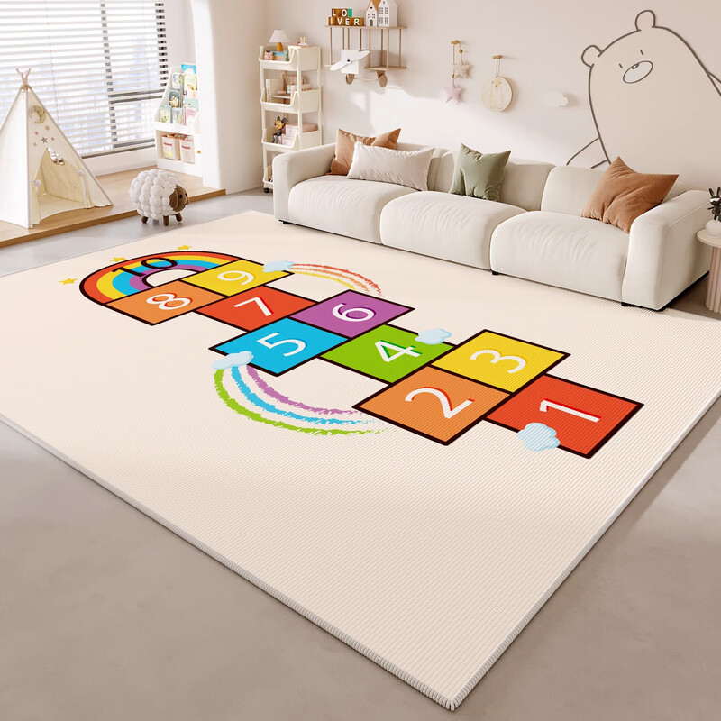 KAYE children's room carpet, bedroom reading area mat, washable and wipeable, living room, study, sofa, coffee table blanket, cartoon bedside blanket SJR-Y Happy Jumping 1 60X160cm