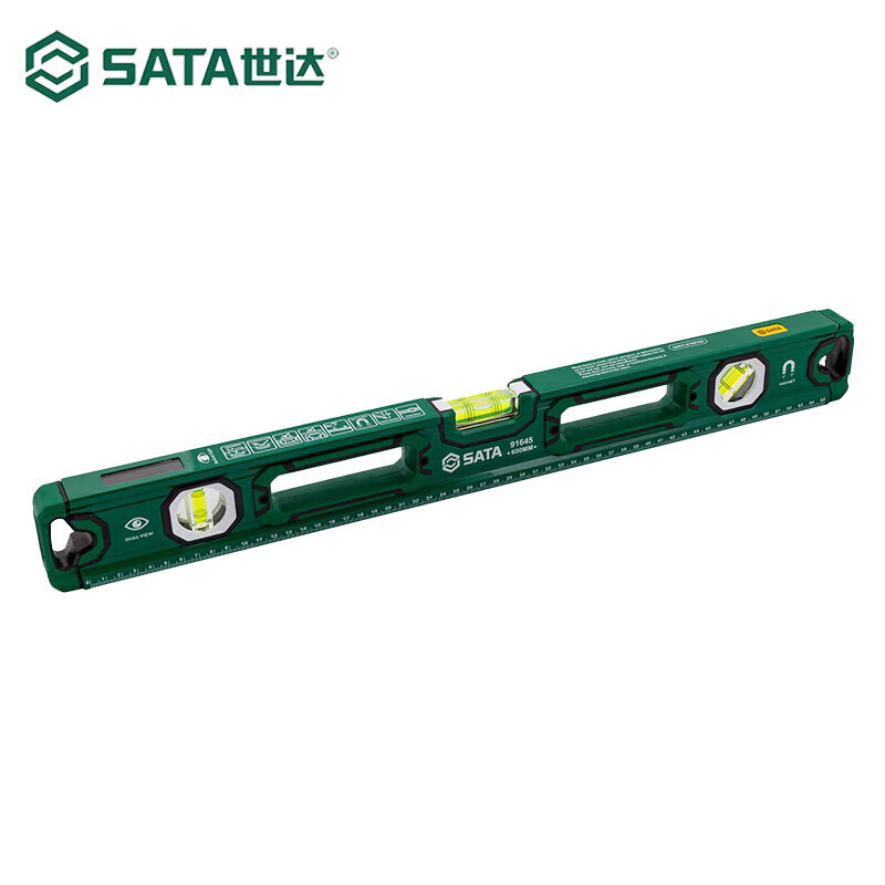 SATA professional level with magnetic three-level bubble high-precision home decoration aluminum alloy material measuring tool 91645 three-level bubble level 600MM