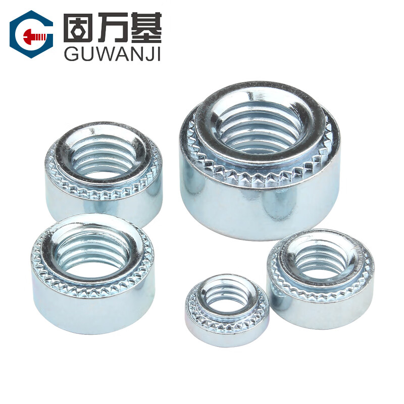 Guwanji pressure rivet nut zinc zinc pressure rivet nut environmentally friendly pressure rivet nut pressure plate round screw nut nut cap S-M4-2 100 pieces plate thickness 1.4mm