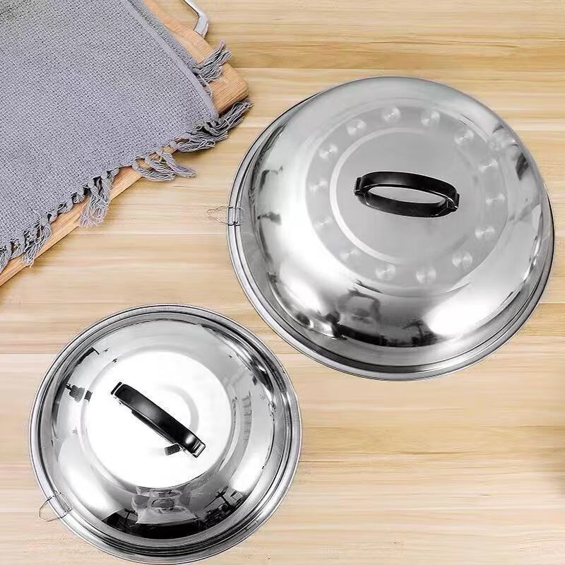 Meikejie thickened stainless steel wok lid and heightened arched old-fashioned round wok lid iron pot lid stir-fried tripod lid large pot lid 40cm thickened arched high lid outer diameter 39.2cm