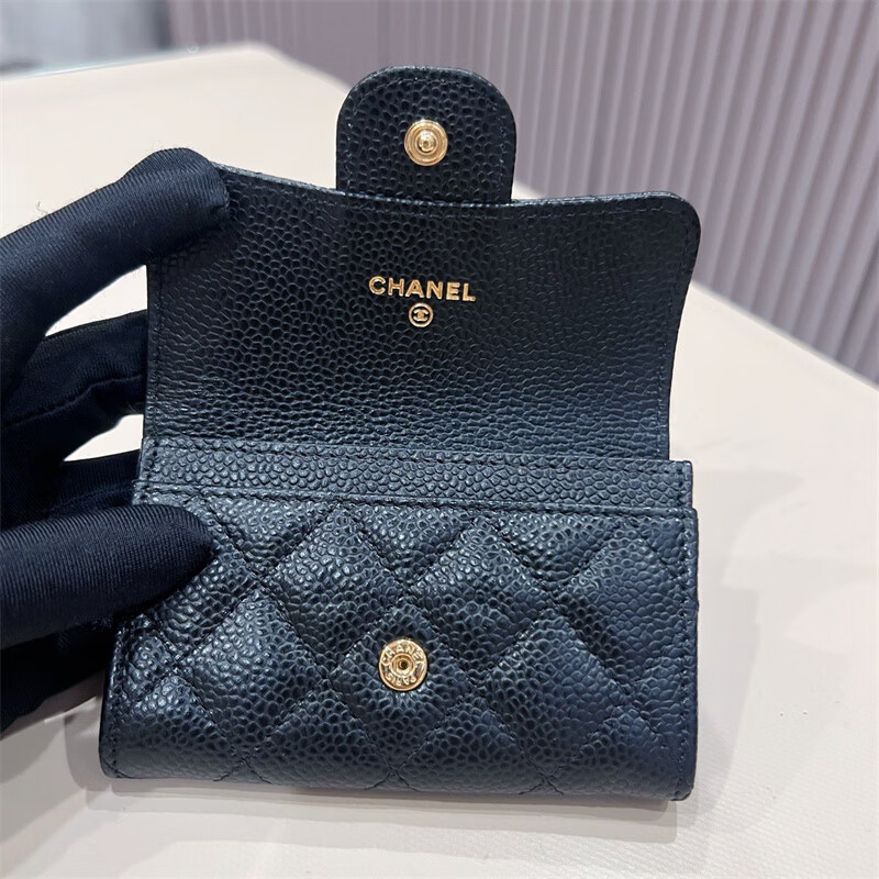 Second-hand 99 new Chanel cherry color patent leather long wallet long and short women's wallet 98 new Chanel diamond caviar leather wallet