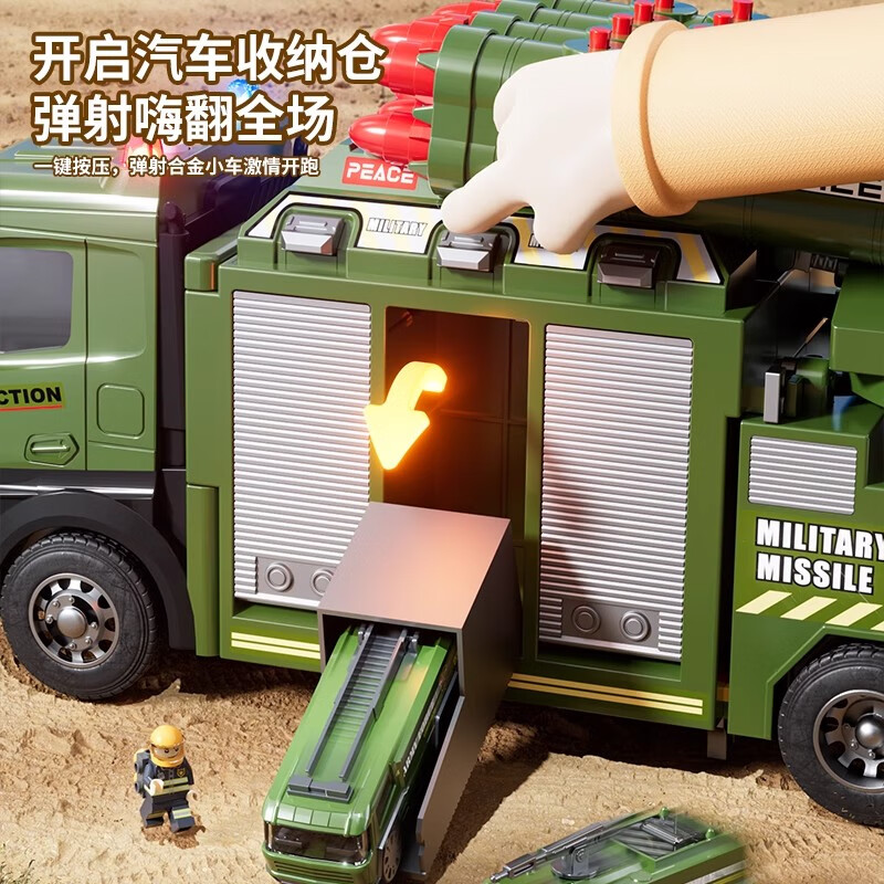 Bei Chuzhong children's toys 1-3-6 years old track car toy boy birthday gift boy child 2-4-5 years old alloy car deformation storage missile car 6 alloy + early education + light and sound effects gift box two or three missile car 2025 most popular toy high-end launch rocket launcher Sam New Year gift