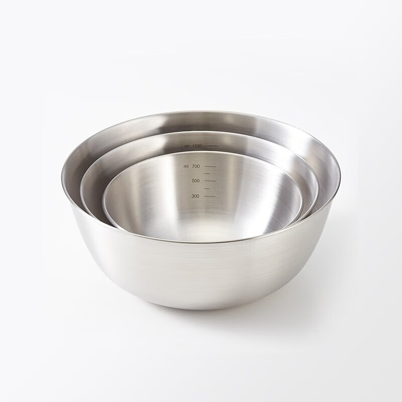 MUJI stainless steel basin tableware household kneading basin vegetable washing basin and basin cooking basin silver S diameter 16*height 6.5cm 4S