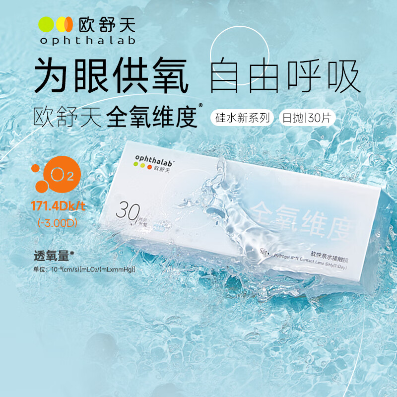 Osutian Osutian Full Oxygen Dimension Daily Disposable Silicone Hydrogel Clear Contact Lenses 30 Pieces, Transparent Color 400 Degrees