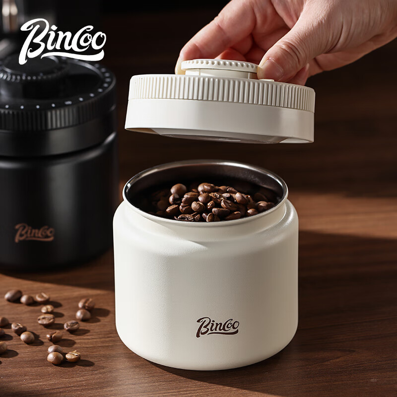 Bincoo coffee sealed jar press vacuum coffee preservation jar 304 stainless steel date record storage jar