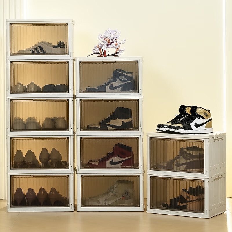 GOTO shoe box storage box installation-free all-in-one storage artifact transparent multi-layer plastic dust-proof simple acrylic storage box multi-functional folding storage shoe box 1 layer no wheels high transparent door panel