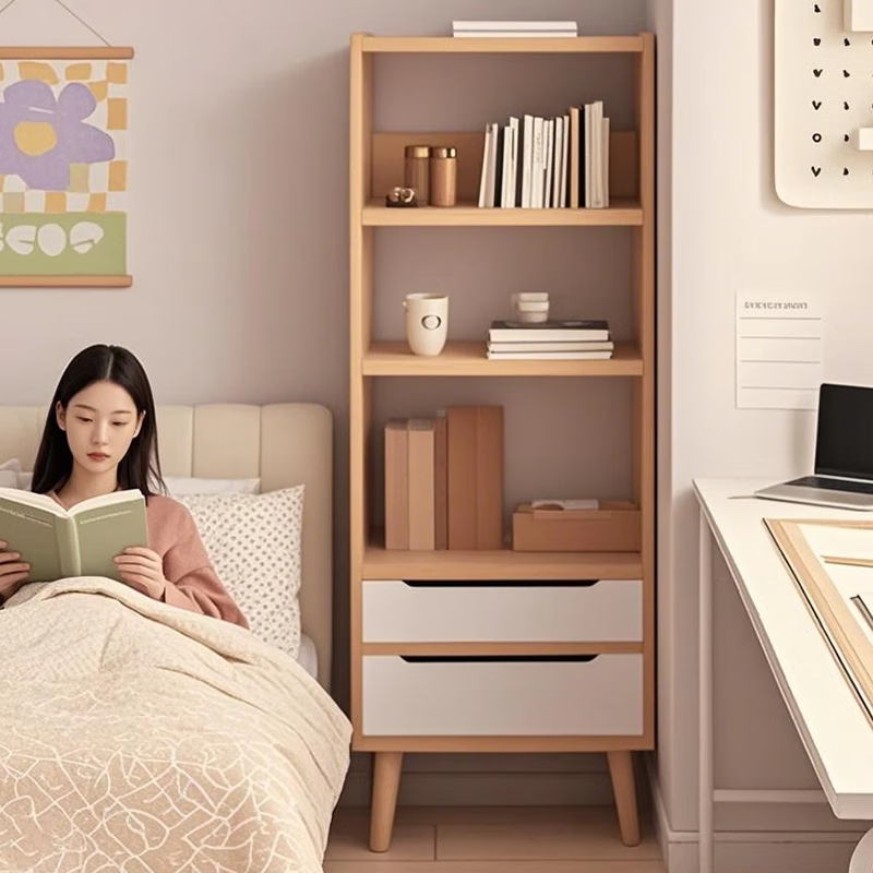 Bookshelf floor-standing storage rack standing cabinet living room corner narrow cabinet book organizer household multi-layer cabinet simple bookcase 40cm pastoral oak color 6 layers