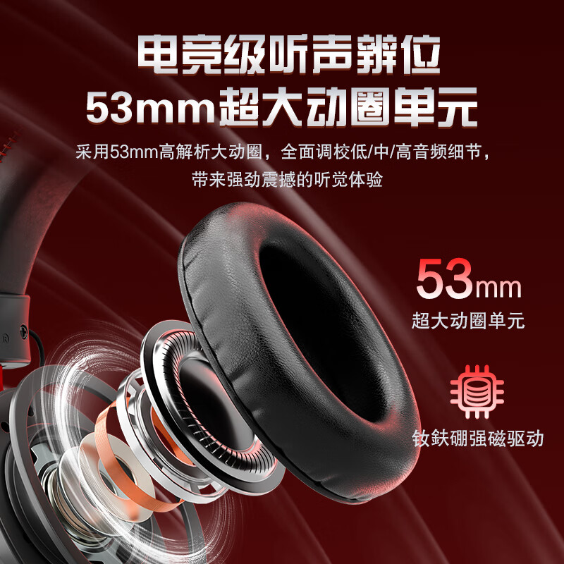 HP (HP) GH20 gaming headset headset wired headset e-sports Internet cafe game chicken delta FPS game listening position identification suitable for Shadow Elf wired version black and red