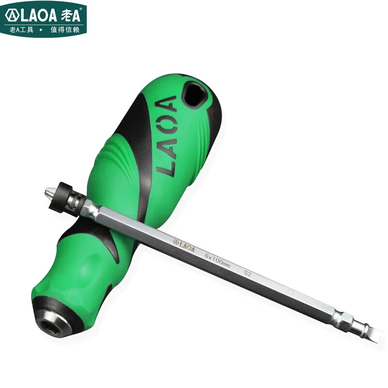 LAOA (LAOA) S2 alloy steel magnetic dual-purpose screwdriver screwdriver positioning double-head screwdriver S2 dual-purpose screwdriver with locator 6*100mm LA618410
