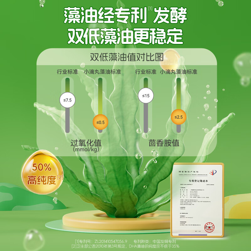 One Nutrition Gold Label Algae Oil DHA Dropping Pills 30 bags*2 cans, specially developed for infants aged 0-3 years old, DHA content per bag 200mg